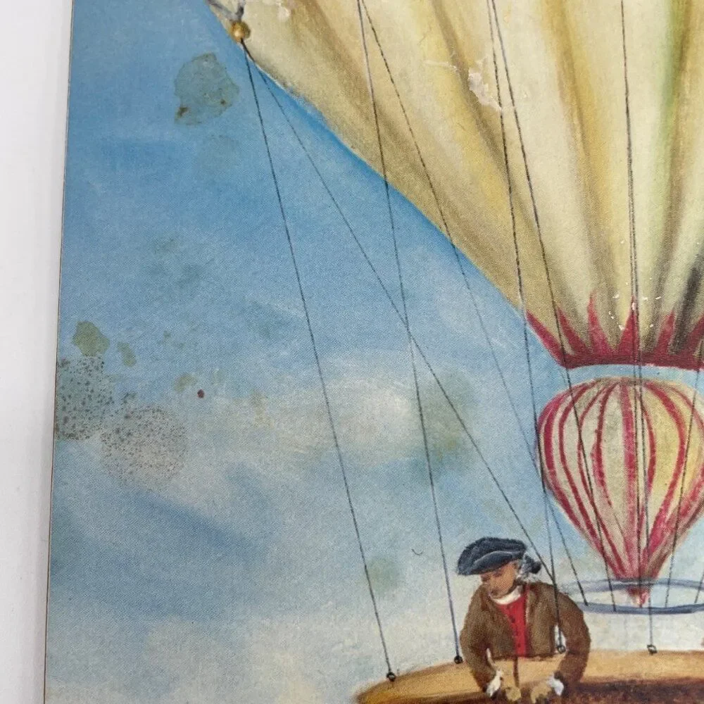 Vtg 4 Lady Clare Lacquered Placemats Hot Air Balloons 15x11 Alexandra Churchill